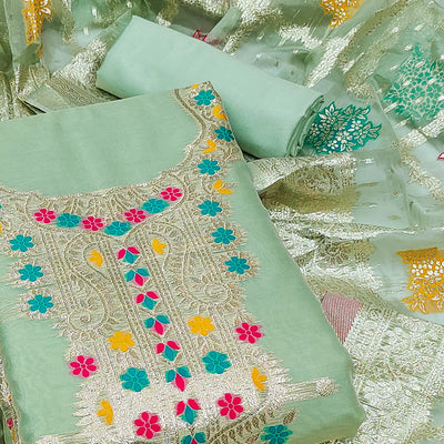 green-floral-woven-organza-dress-material-1