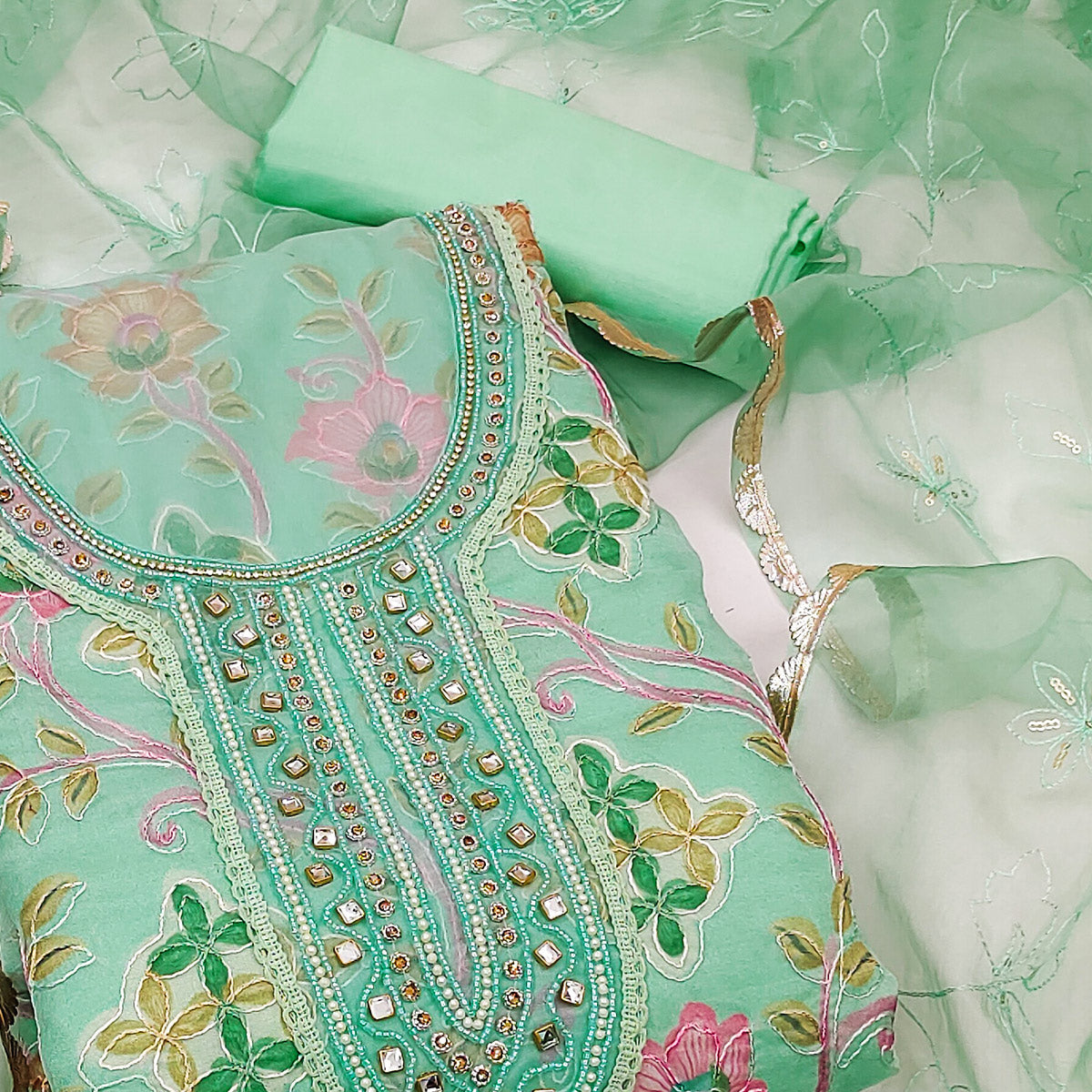 green-floral-printed-organza-dress-material-3
