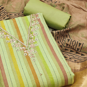 green-striped-pure-cotton-dress-material