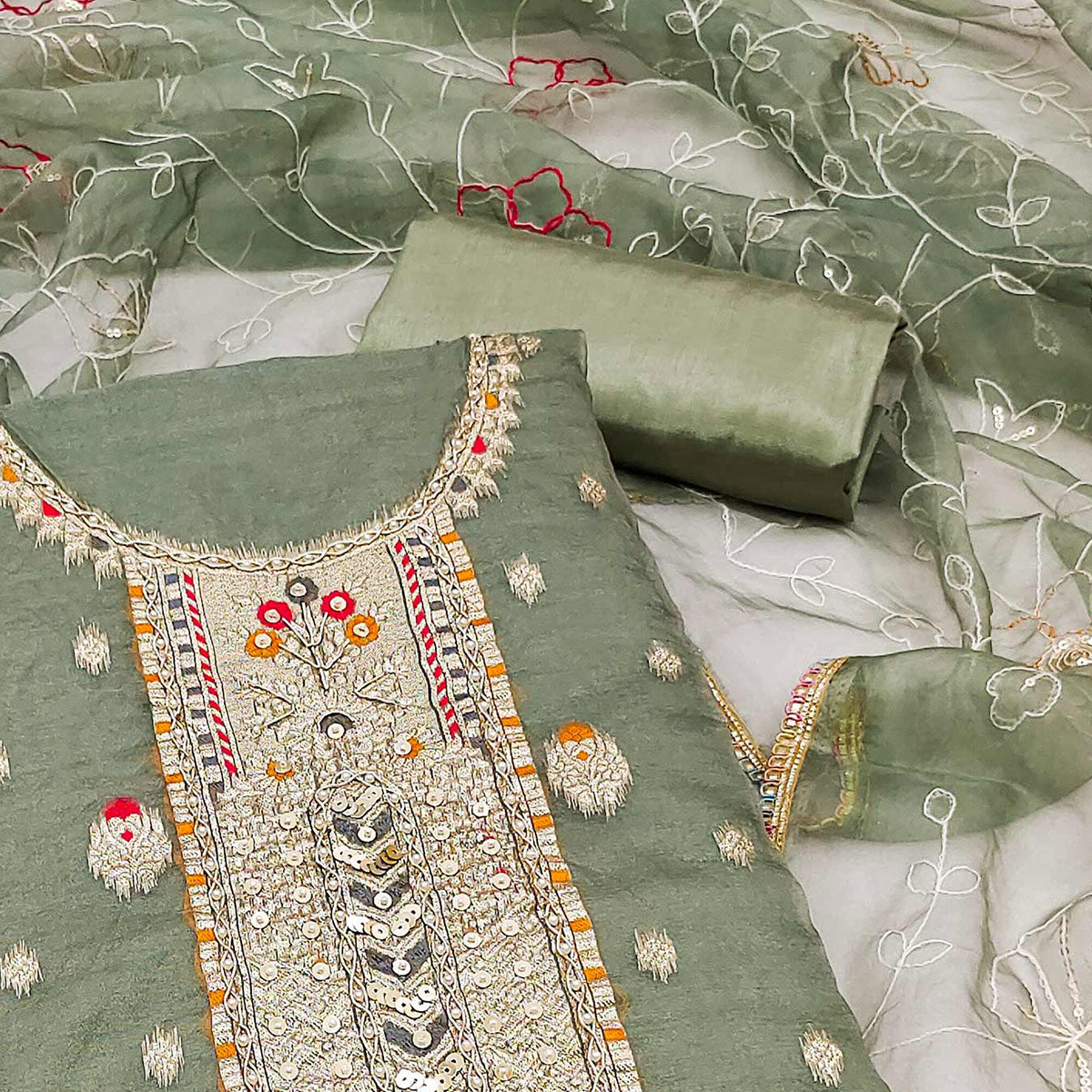 green-woven-with-handwork-organza-dress-material-1