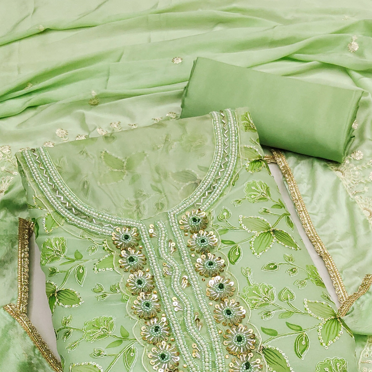 green-floral-hand-embroidered-organza-dress-material