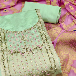 green-woven-with-hand-embroidered-chanderi-dress-material
