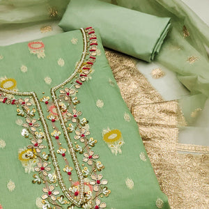 green-woven-with-handwork-organza-dress-material-2