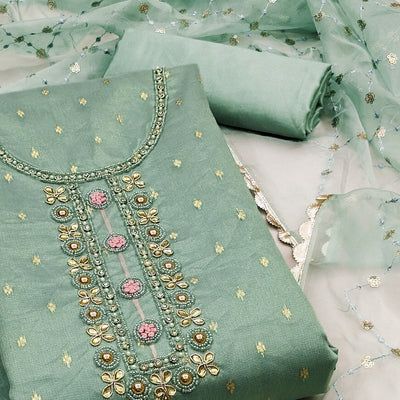 green-woven-with-handwork-organza-dress-material-3