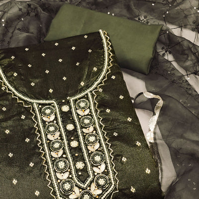 green-woven-with-handwork-organza-dress-material-4