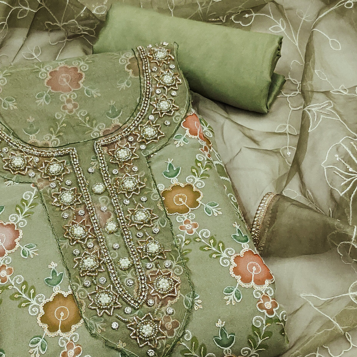green-digital-printed-with-hand-embroidered-organza-dress-material