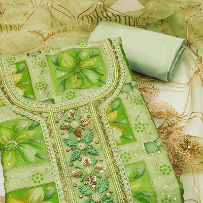 green-floral-print-with-sequins-hand-embroidered-organza-dress-material
