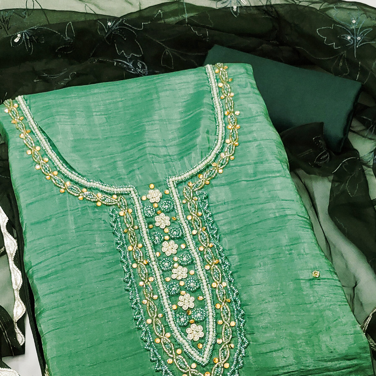 green-floral-handwork-viscose-dress-material