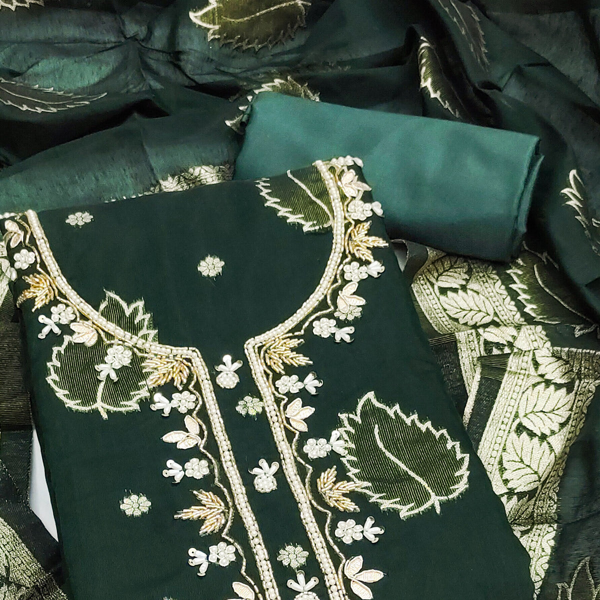 green-floral-woven-with-handwork-chanderi-banarasi-dress-material