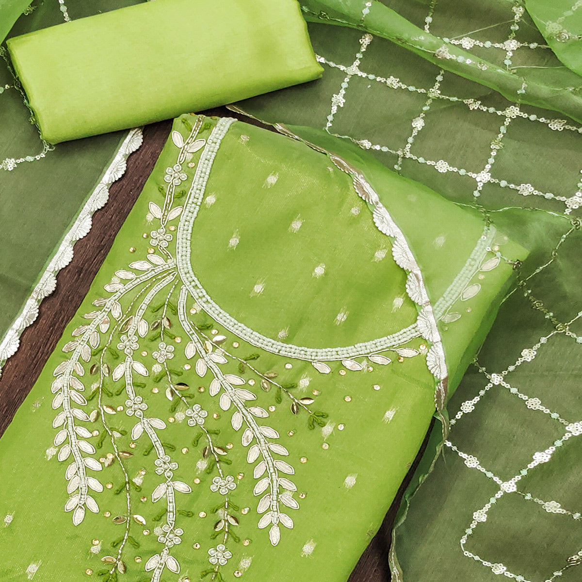 green-woven-with-handwork-shimmer-banarasi-silk-material-material