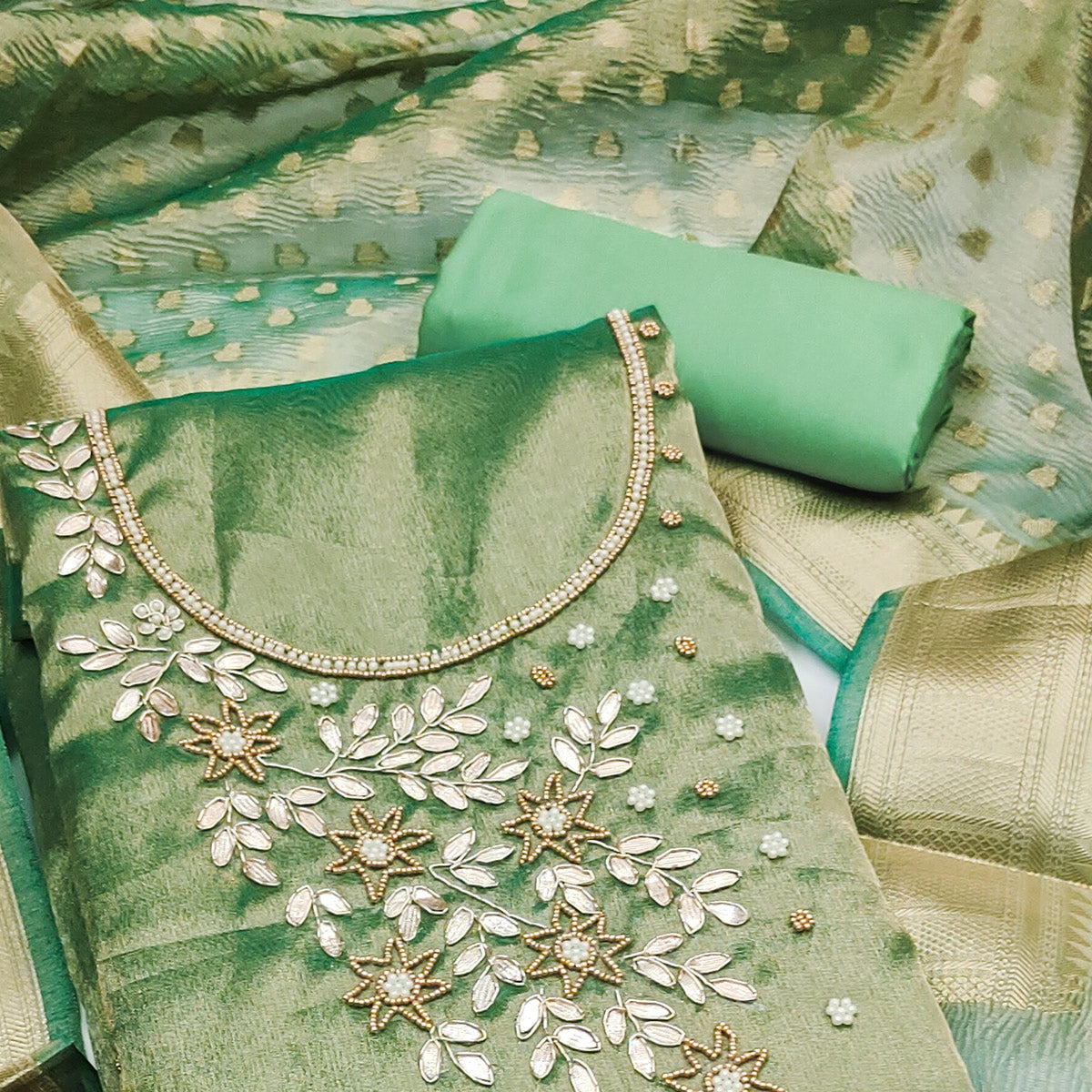 green-floral-moti-gota-patti-handwork-viscose-dress-material