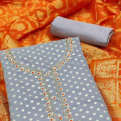 grey-floral-woven-with-handwork-banarasi-silk-jacquard-dress-material