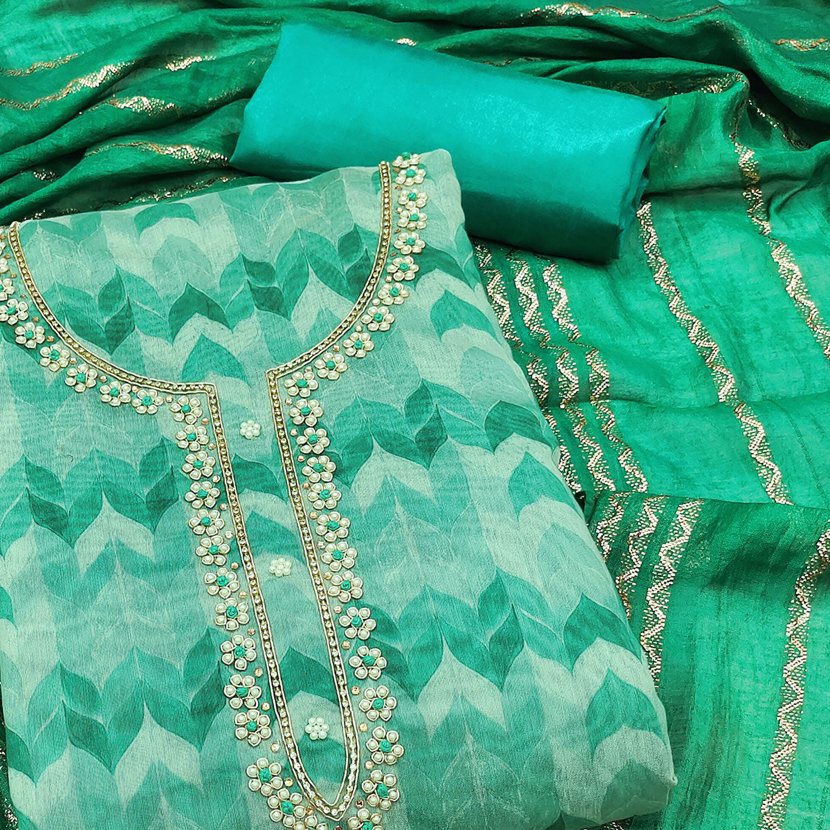 green-printed-with-handwork-chanderi-silk-dress-material