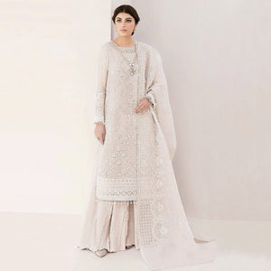 Cream Sequins Embroidered Georgette Sharara Suit
