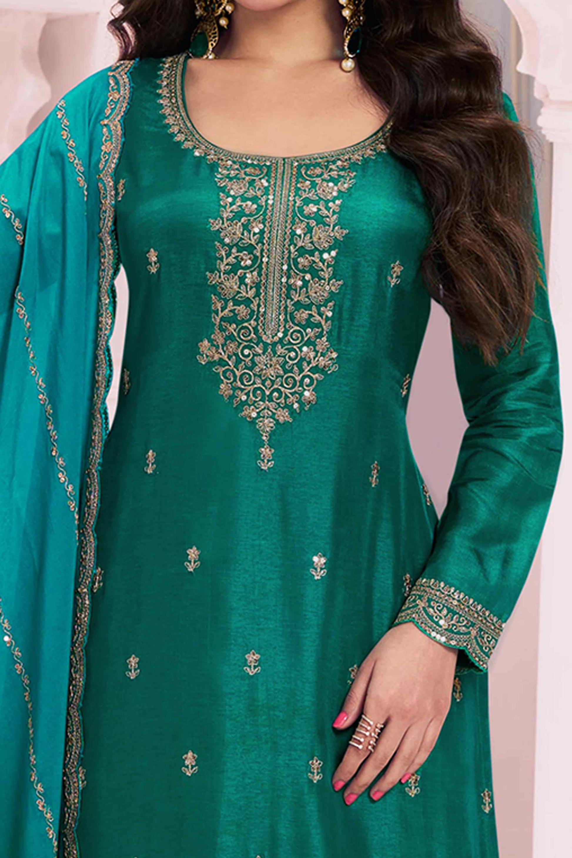 green-floral-embroidered-vichitra-silk-dress-material-11