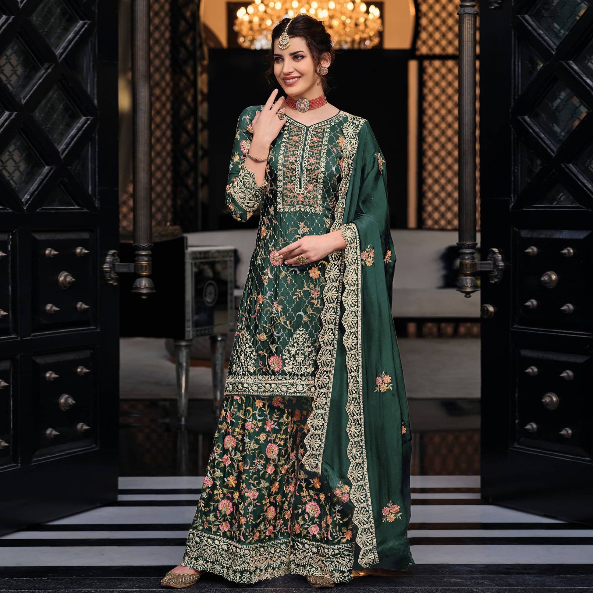 green-floral-embroidered-pure-silk-unstitched-salwar-suit
