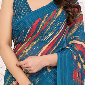 Morpich Printed Georgette Saree Saree With Tassels