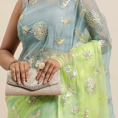 green-grey-floral-gota-patti-work-organza-silk-half-half-saree