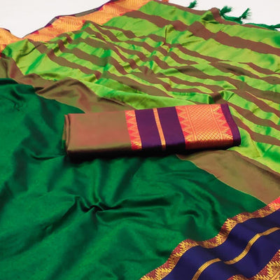 green-woven-cotton-silk-saree-with-tassels-8