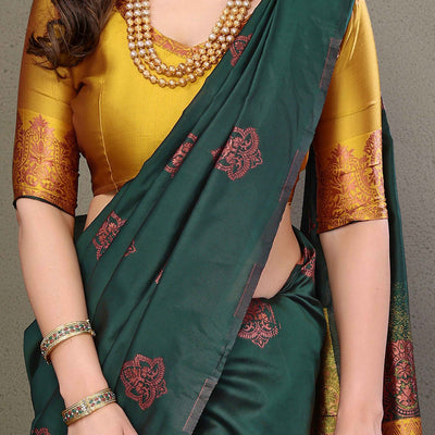 green-floral-woven-banarasi-silk-saree-8