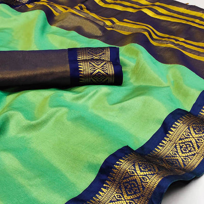 peacock-green-woven-cotton-silk-saree