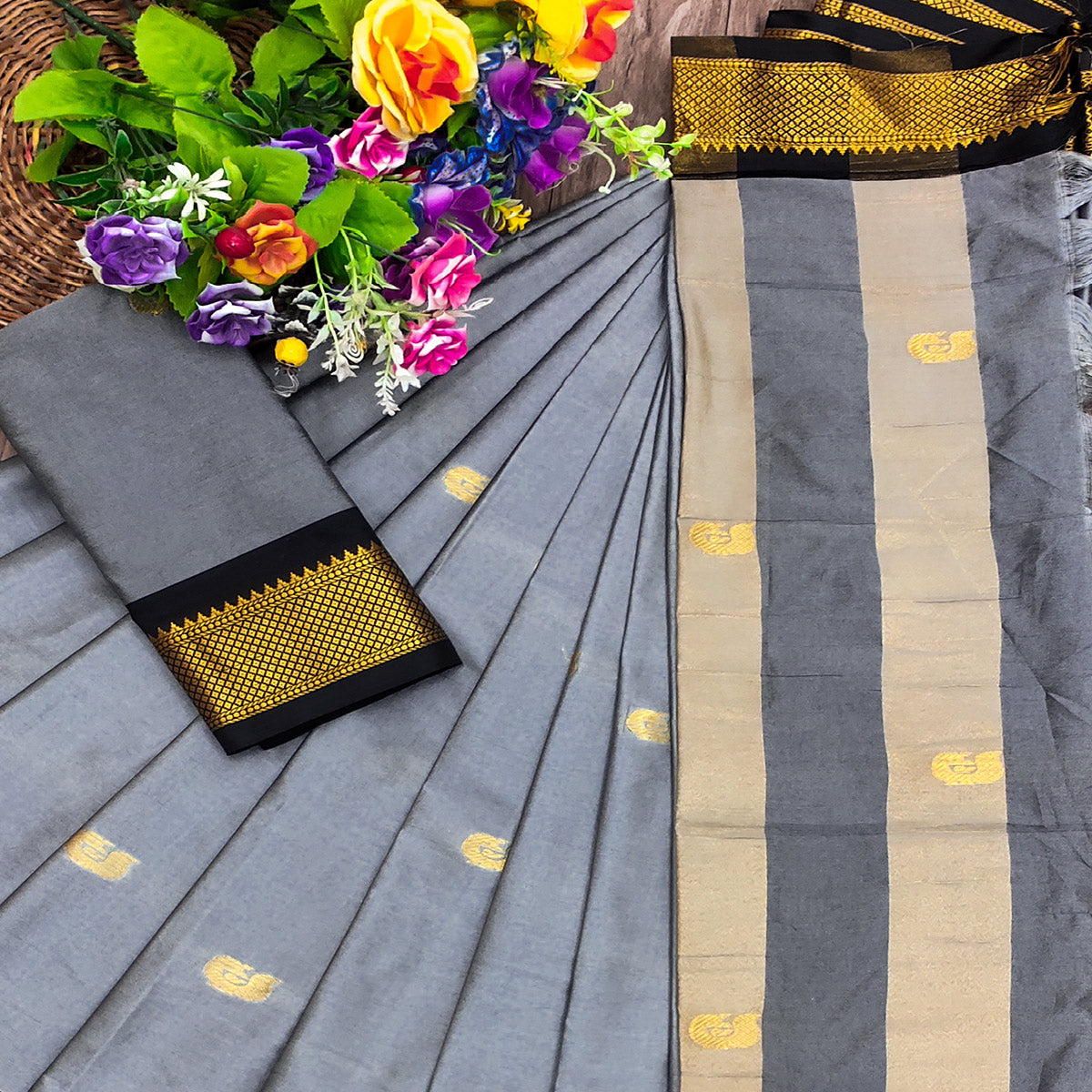 grey-butti-work-woven-cotton-silk-saree