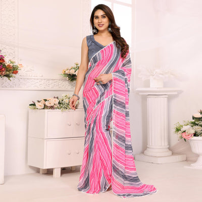 grey-pink-leheriya-printed-georgette-ready-to-wear-saree