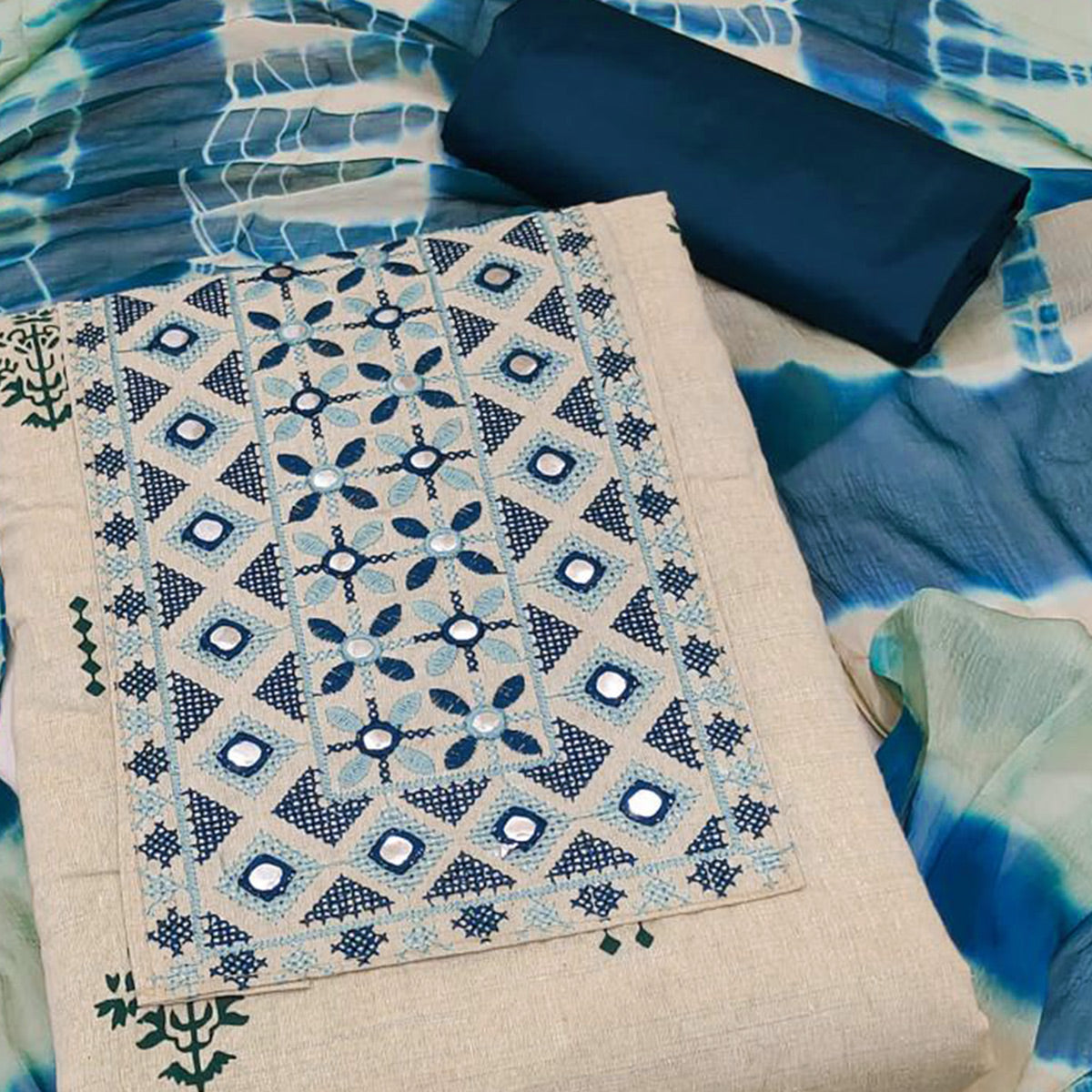 Chikoo & Morpich Printed Cotton Dress Material