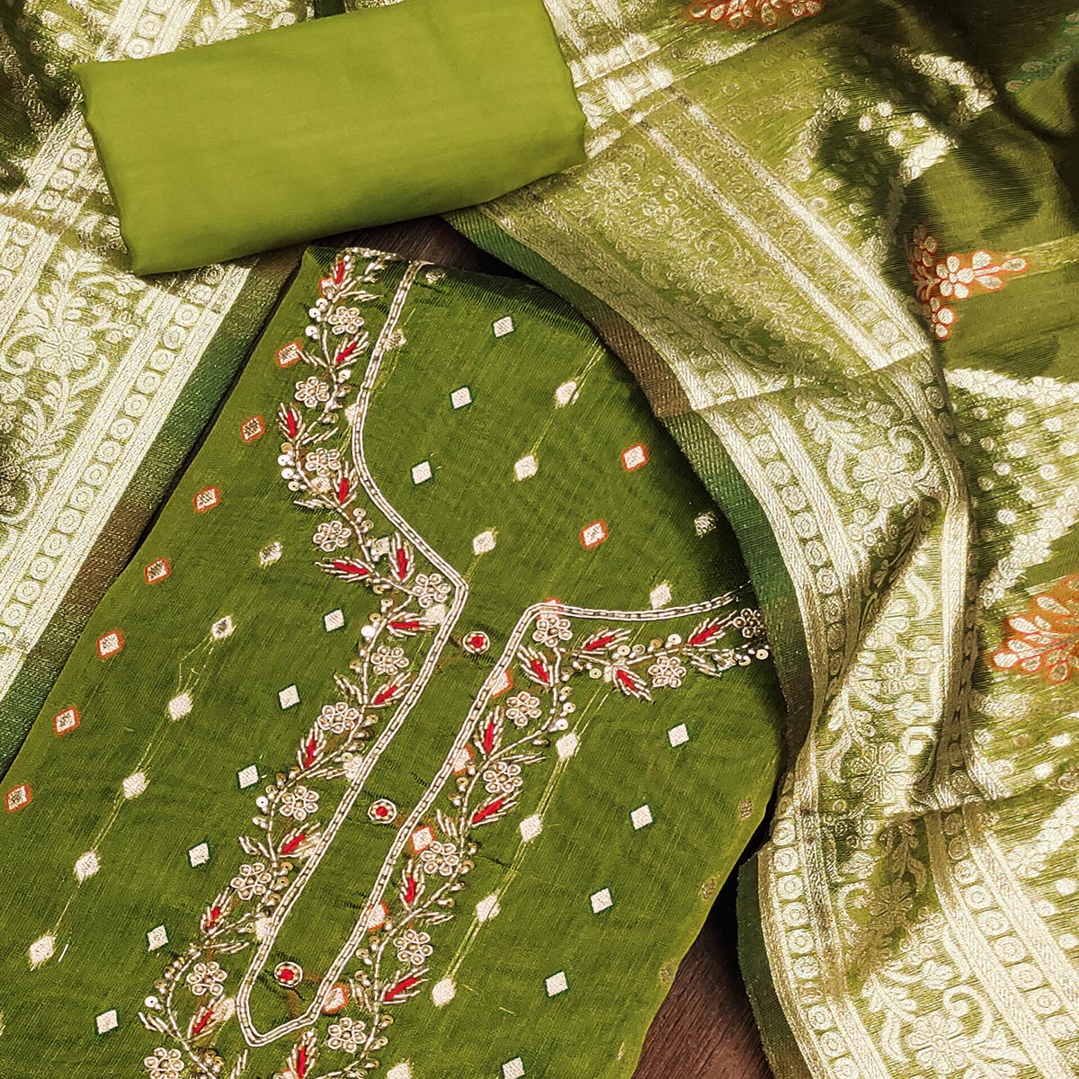 green-woven-jacquard-dress-material-6