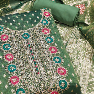 green-woven-with-sequins-work-jacquard-dress-material