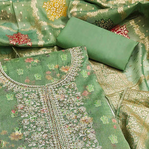 green-floral-print-with-zari-woven-cotton-silk-dress-material-1