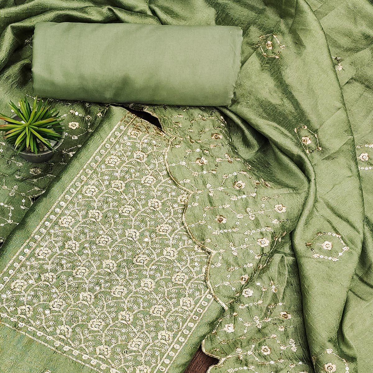 green-sequins-embroidered-chinon-dress-material-2