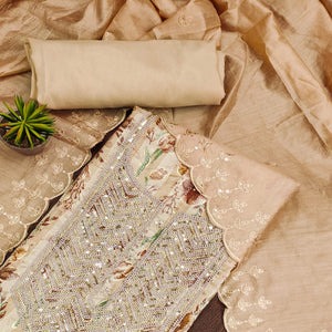 Chikoo Floral Printed Pure Cotton Dress Material