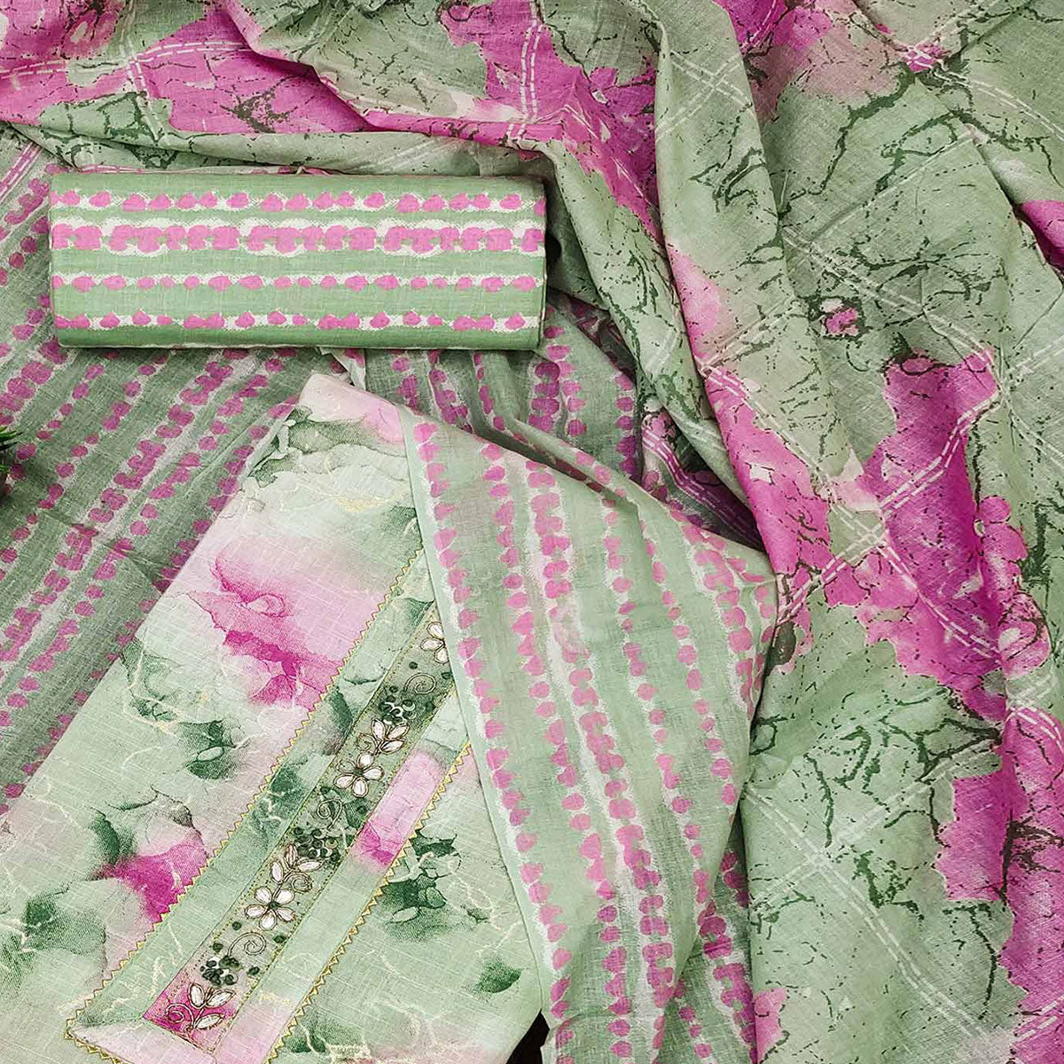 green-foil-printed-pure-cotton-dress-material