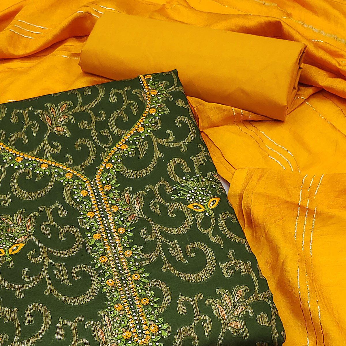 green-woven-cotton-blend-unstitched-dress-material-1