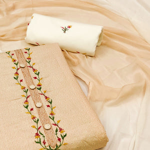 Chikoo Printed Pure Cotton Dress Material