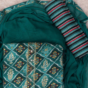 Morpich Foil Printed With Handwork Cotton Blend Dress Material