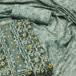 Dusty Green Bandhani Printed Pure Cotton Dress Material