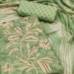 green-floral-printed-mirror-work-pure-cotton-dress-material-1