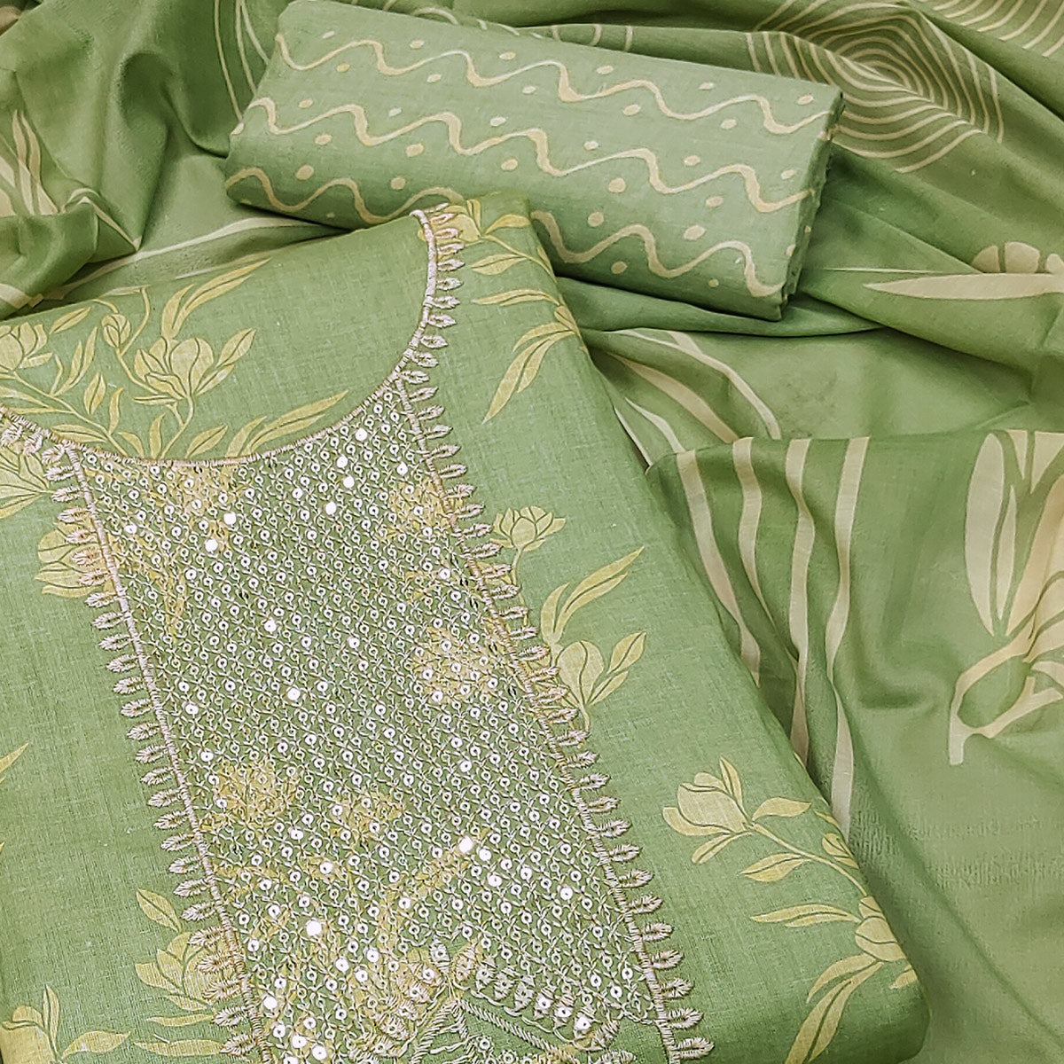 green-printed-with-sequins-work-pure-cotton-dress-material-1