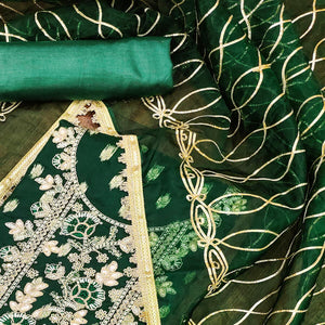 green-floral-woven-organza-dress-material