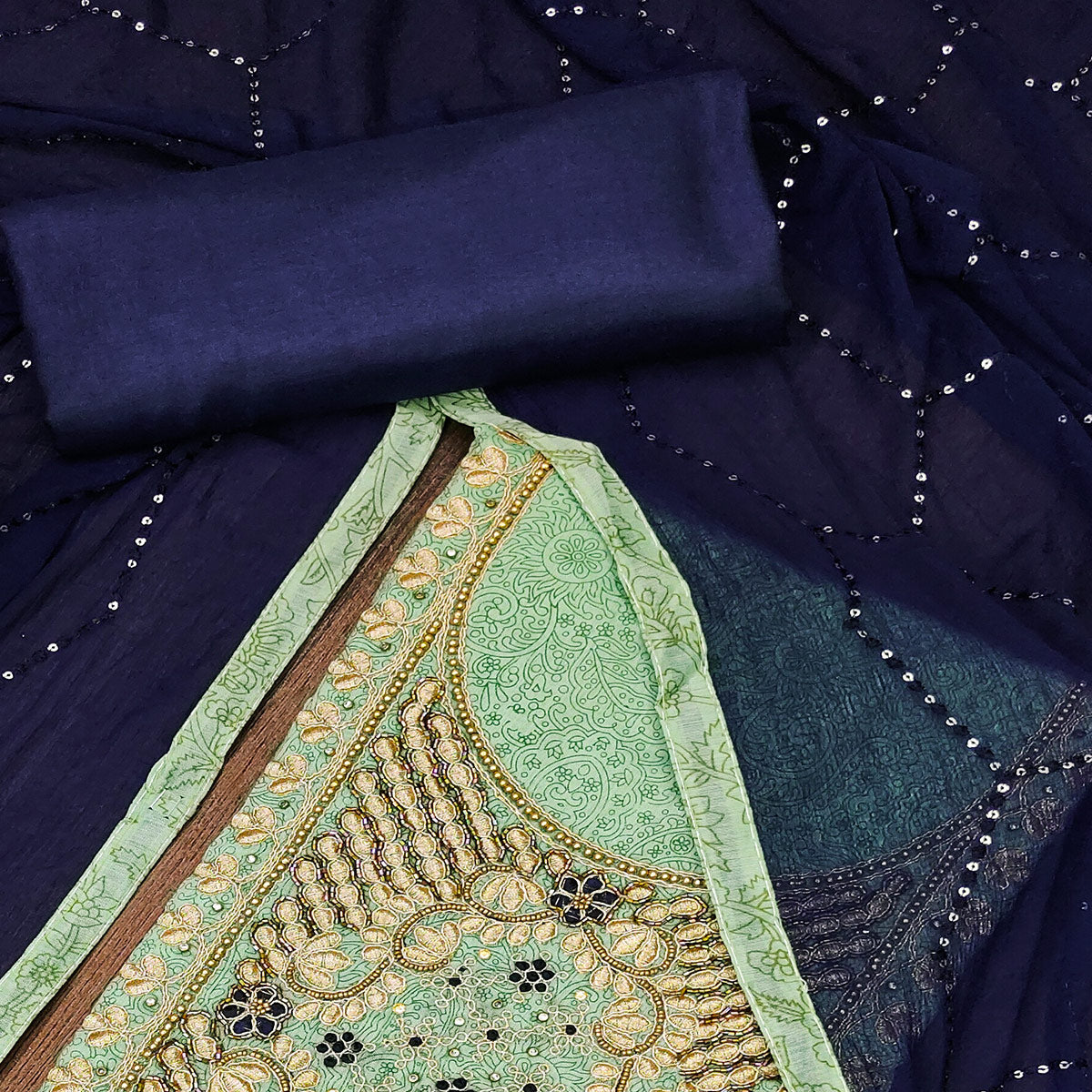 green-floral-printed-chanderi-dress-material-1