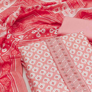 Gajri Pink Printed Pure Cotton Dress Material