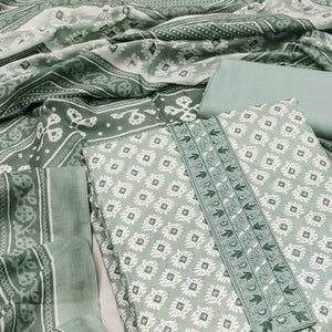 Light Sea Green Printed Pure Cotton Dress Material