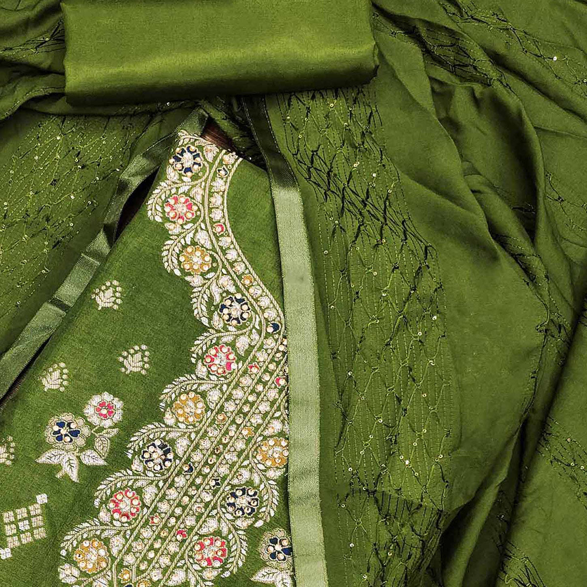 green-woven-jacquard-dress-material-3