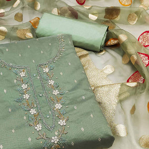 green-hand-embroidered-chanderi-dress-material