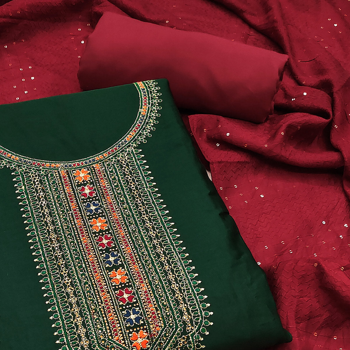 green-embroidered-cotton-silk-dress-material
