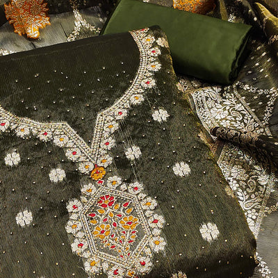 green-woven-with-stonework-shimmer-jacquard-dress-material