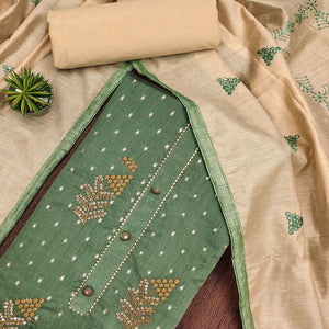 green-sequins-embroidered-chanderi-dress-material-1
