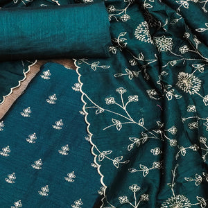 Morpich Sequins Embroidered Vichitra Silk Dress Material